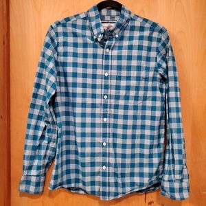 🟦 Old Navy Blue Plaid Classic Shirt - Small